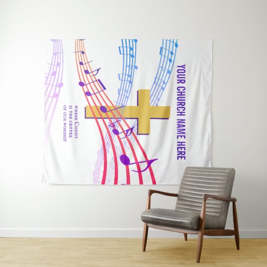 KRIST DE Christelijke Tapestry VAN HET CENTRUM Wandkleed (In Situ (horizontaal))