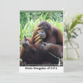 Krista Orangutan in Borneo Rainforest Blank Card Bedankkaart (Staand voorkant)