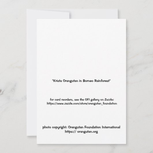 Krista Orangutan in Borneo Rainforest Blank Card Bedankkaart (Achterkant)