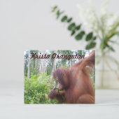 Krista Orangutan in Borneo Rainforest Briefkaart (Staand voorkant)