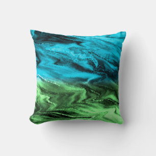Kristal abstract patroon in blauwe en groene kleur kussen
