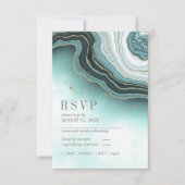 Kristal Agate Wedding Blauwgroen ID825 RSVP Kaartje (Voorkant)