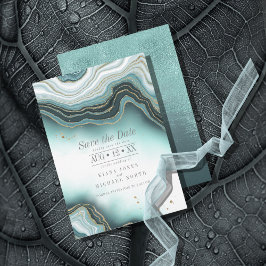 Kristal Agate Wedding Blauwgroen ID825 Save The Date