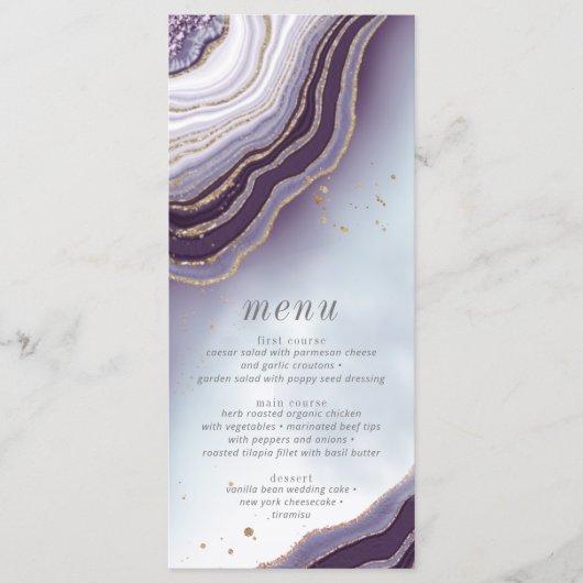Kristal Agate Wedding Menu V2 Amethyst ID825 (Voorkant)