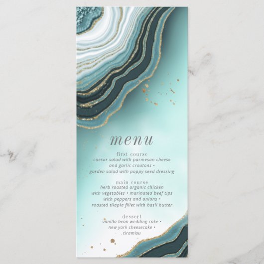 Kristal Agate Wedding Menu V2 Blauwgroen ID825 (Voorkant)