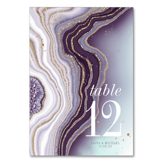 Kristal Agate Wedding Table Number Amethyst ID825 Kaart (Achterkant)