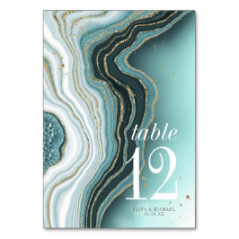 Kristal Agate Wedding Table Number Blauwgroen ID82 Kaart
