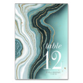 Kristal Agate Wedding Table Number Blauwgroen ID82 Kaart (Achterkant)