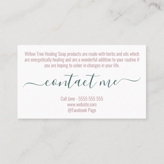 Kristal Arrow Floral soap en kaars Visitekaartje (Achterkant)