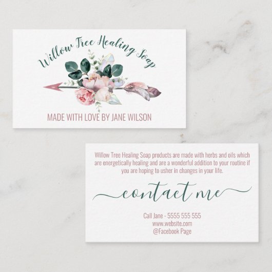 Kristal Arrow Floral soap en kaars Visitekaartje (Voorkant / Achterkant)