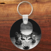 Kristal Ball en ornamental Owls Metal Sleutelhanger (Voorkant)