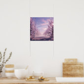 Kristal Bomen Laan in de Roze Horizon Poster (Keuken)