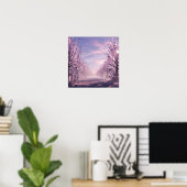 Kristal Bomen Laan in de Roze Horizon Poster (Thuiskantoor)