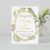 Kristal Botanische Foliage bruiloft Terrarium stij Folie Uitnodiging (Staand Voorkant)