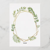 Kristal Botanische Foliage bruiloft Terrarium stij Folie Uitnodiging (Achterkant)