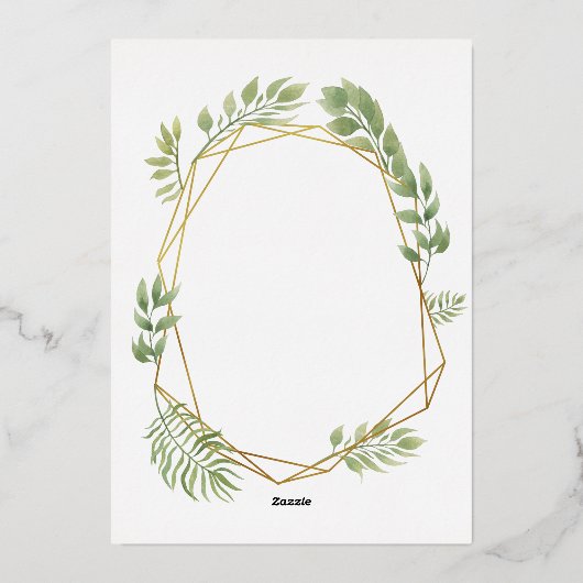 Kristal Botanische Foliage bruiloft Terrarium stij Folie Uitnodiging (Achterkant)