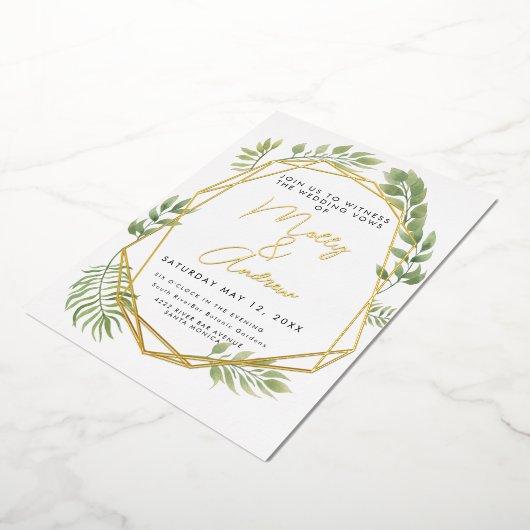 Kristal Botanische Foliage bruiloft Terrarium stij Folie Uitnodiging (Gedraaid)