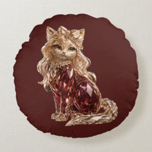 Kristal Cute Kat Goud Roze Rond Kussen