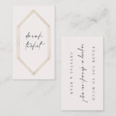 Kristal Drink Ticket Bar Token Wedding Kaart C100 (Voorkant / Achterkant)