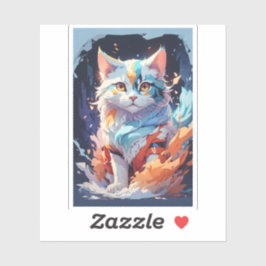 Kristal Fantasie Kat Kunstwerk Sticker