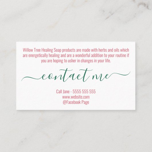 Kristal Floral Arrow-Logo zeep en kaarswerk Visitekaartje (Achterkant)