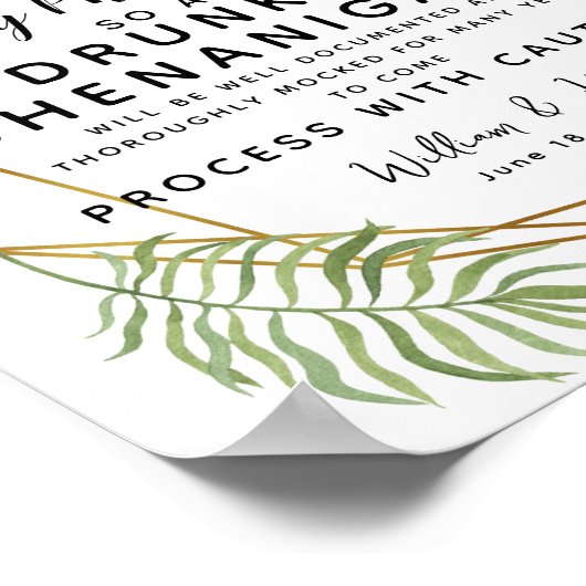 Kristal foliage greenery Open Bar bruiloft Poster (Hoek)