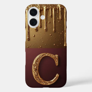 💎 Kristal Glitter C Monogram Drip Luxe  iPhone 16 Hoesje