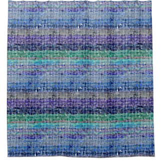 Kristal grafisch in blauw, blauwgroen, aqua, en gr douchegordijn