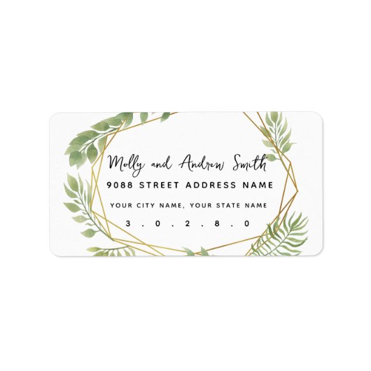 kristal greenery leaf address label party/bruiloft (Voorkant)