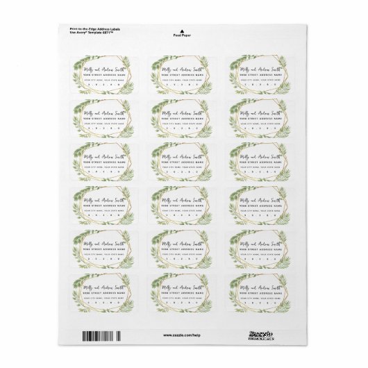 kristal greenery leaf address label party/bruiloft (Full Sheet)