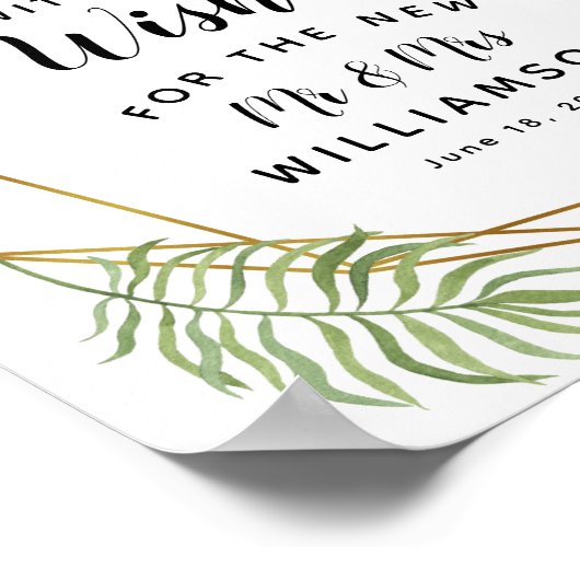 Kristal greenery leaf Sign a Cork party/bruiloft Poster (Hoek)