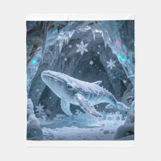 Kristal Ijs Walvis in Betoverde Bevroren Grot Fleece Deken (Voorkant)