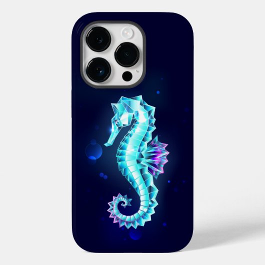 Kristal Ijs Zeepaardje op Blauwe Achtergrond Case-Mate iPhone Case (Achterkant)