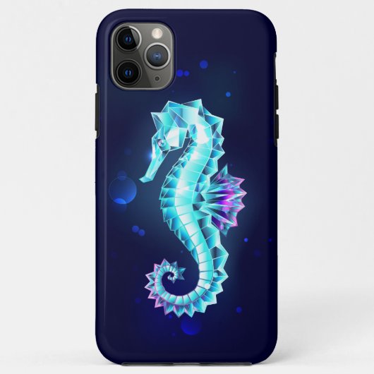 Kristal Ijs Zeepaardje op Blauwe Achtergrond Case-Mate iPhone Case (Achterkant)