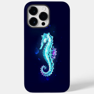Kristal Ijs Zeepaardje op Blauwe Achtergrond Case-Mate iPhone 14 Pro Max Hoesje