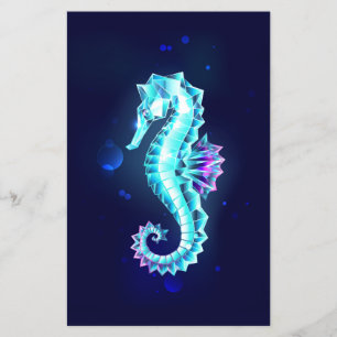 Kristal Ijs Zeepaardje op Blauwe Achtergrond Flyer