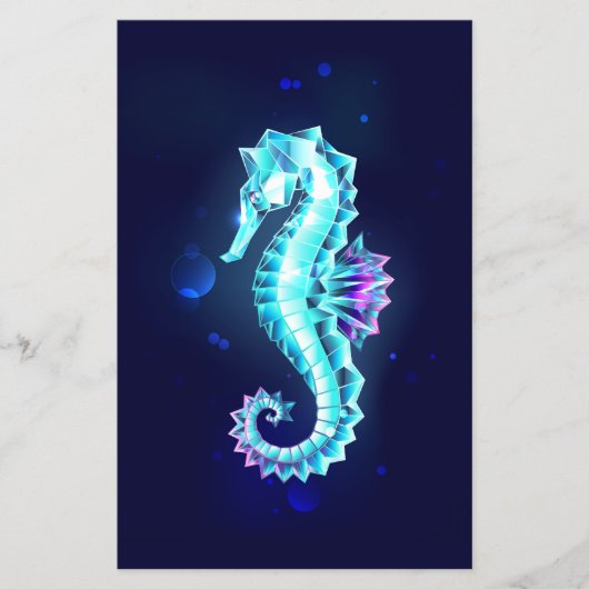 Kristal Ijs Zeepaardje op Blauwe Achtergrond Flyer (Voorkant)