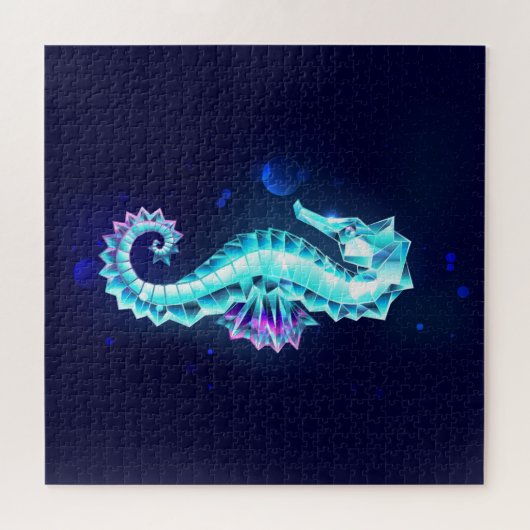 Kristal Ijs Zeepaardje op Blauwe Achtergrond Legpuzzel (Horizontaal)