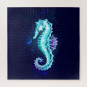 Kristal Ijs Zeepaardje op Blauwe Achtergrond Legpuzzel (Verticaal)