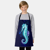 Kristal Ijs Zeepaardje op Blauwe Achtergrond Schort (Gedragen)