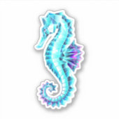 Kristal Ijs Zeepaardje op Blauwe Achtergrond Sticker (Voorkant)