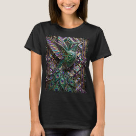 Kristal Kolibrie Pauw Mozaïek ontwerp T-shirt