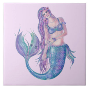 Kristal-kunst van Mermaid door Renee Lavoie Tegeltje