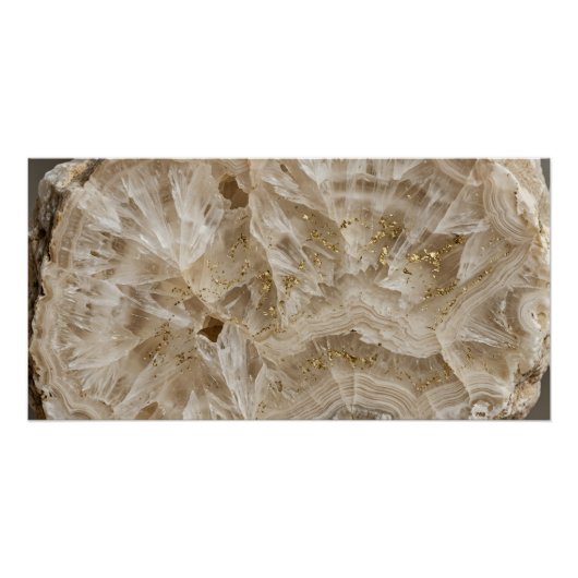 Kristal Kwarts Geode Goud Mineraal Poster (Voorkant)