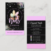 Kristal nails Holographic Glitter Nail Tech Salon Visitekaartje (Voorkant / Achterkant)