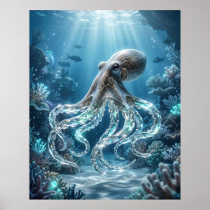 Kristal Octopus Rif Licht Poster