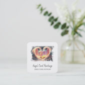 *~* Kristal Opal Hart QR Engel Vleugels AP78 Glow Vierkante Visitekaartje (Staand voorkant)