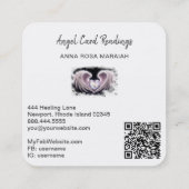 *~* Kristal Opal Hart QR Engel Vleugels AP78 Vierkante Visitekaartje (Achterkant)