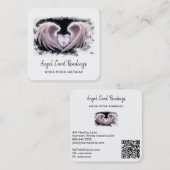 *~* Kristal Opal Hart QR Engel Vleugels AP78 Vierkante Visitekaartje (Voorkant / Achterkant)