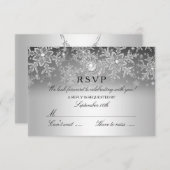 Kristal Parel Sneeuwvlok Zilver Winter RSVP (Voorkant / Achterkant)